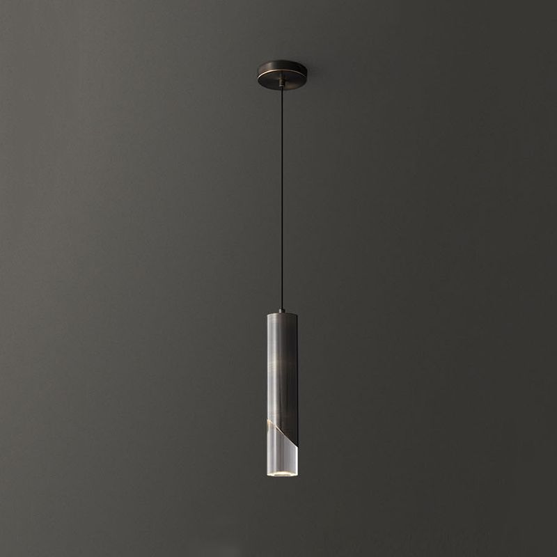 Moderne creatieve LED enkele hanglamp Koperen cilindrische hangende lamp met acrylschaduw