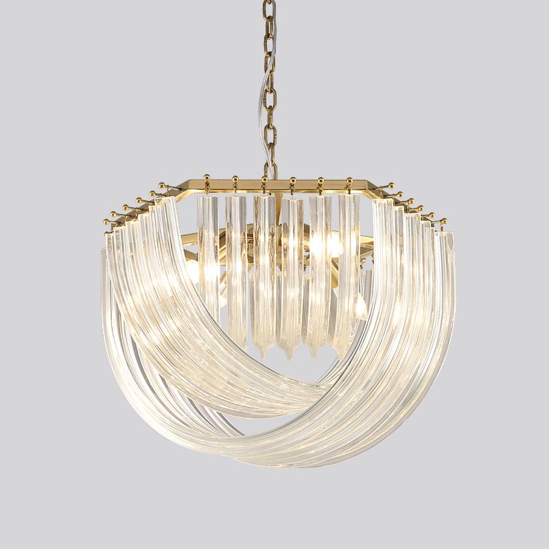 Modern Style Chandelier Bowl Shape Modern Style Glass Hanging Light for Bedroom