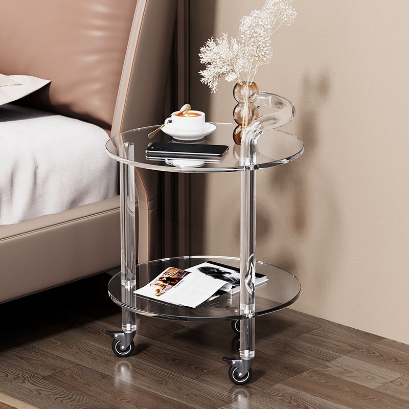 22" H End Slide Table Round Shape Acrylic End Table in Clear