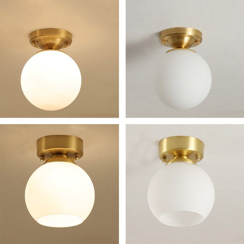 1-Light Ceiling Lamp Simple Ceiling Mount Light with Glass Shade for Aisle