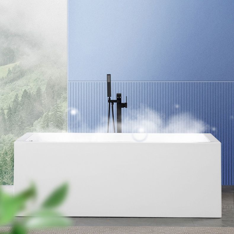 White Acrylic Rectangular Bathtub Soaking Freestanding with Left Drain