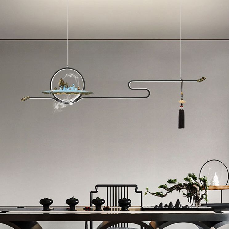 Luci a sospensione a sospensione in metallo Lampade sospese lineari contemporanee per sala da tè