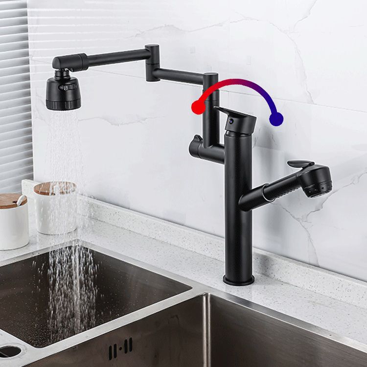 Modern High Arch Pot Filler Faucet Swivel Spout with Pull Down Sprayer