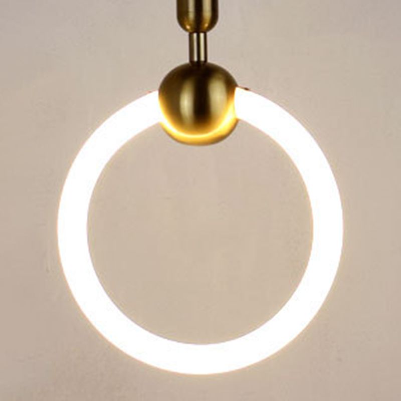 Metal Ring Pendant Lighting Fixture Simple Style LED Hanging Light Fixture in Gold
