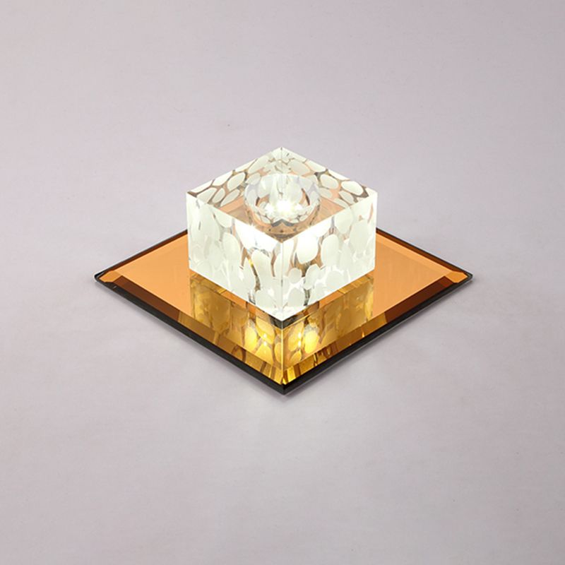 Encastré carré style moderne cristal entrée LED encastré plafonnier