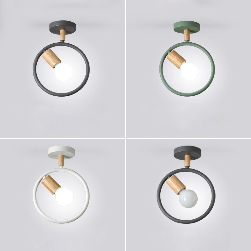 Nordic Ring-geformte Deckenbehandlung Metall 1-Licht-Korridor Halbflush Mount Light