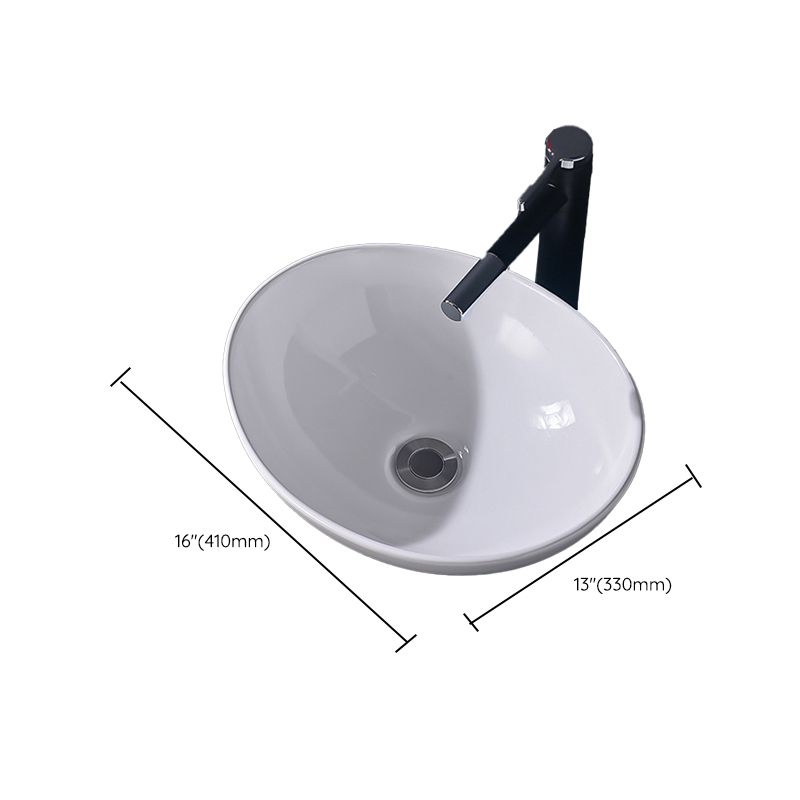 Modern Vessel Bathroom Sink Rectangular Porcelain Basin Sink (Not Include Faucet)