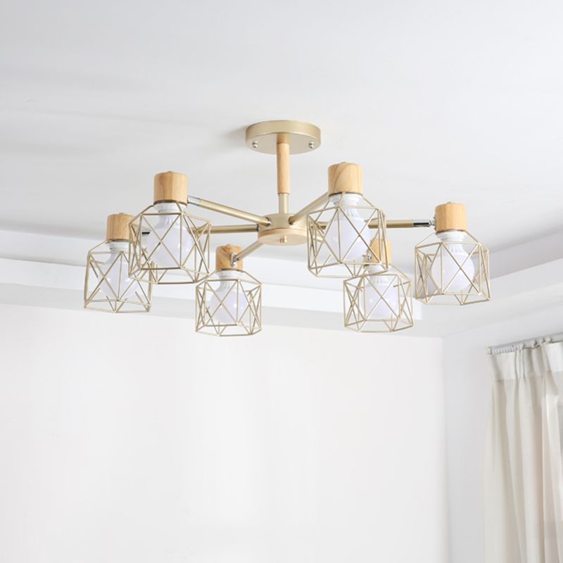 Käfigleuchter hungern hell einfacher Stil Holzdecke Anhänger Licht für Wohnzimmer