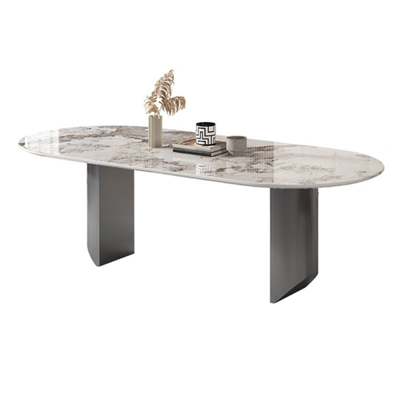 Simplicity Kitchen Table Sintered Stone Double Pedestal Dining Table