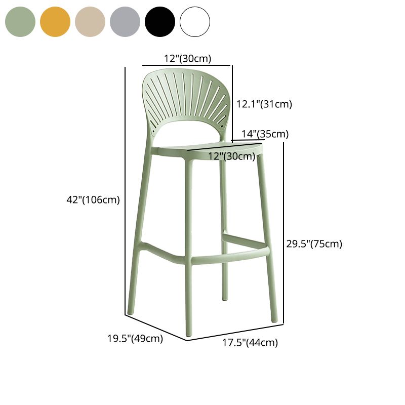 29.53" Plastic Scandinavian Kitchen Dining Room Armless Stool Low Back Bar Stool