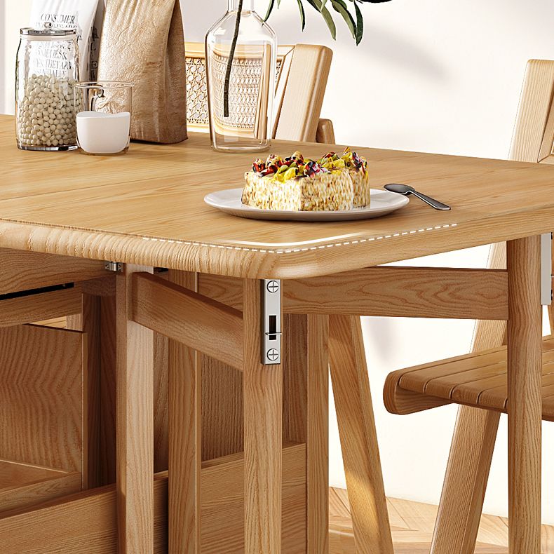 Mid-Century Modern Dining Table Solid Wood Drop-Leaf Dining Table for Home
