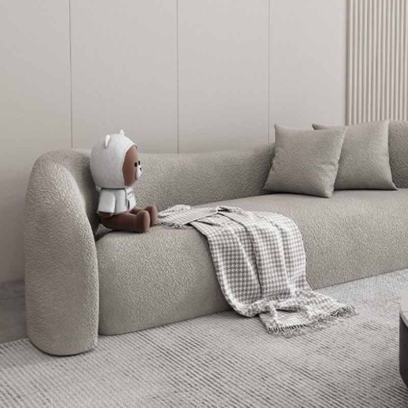 Wool Contemporary Sloped Arm Sofa Curved Sofa for Living Room, Apartment