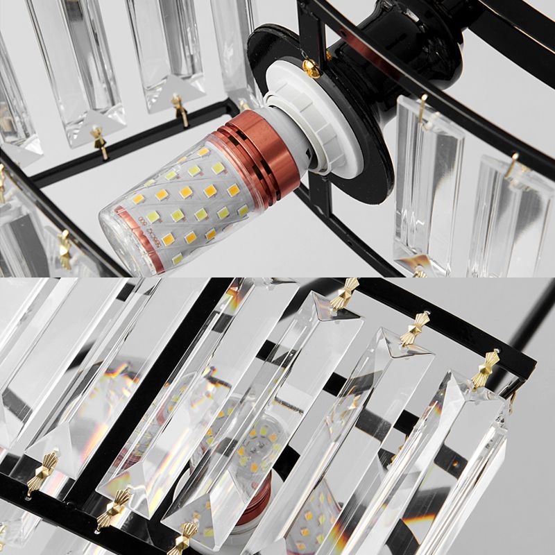 Bloque de cristal Tombra Tambre Semi Mount Lighting Vintage 6 cabezas cerca de la iluminación del techo en negro