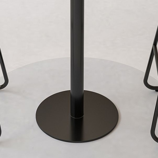 Industrial Metal Bar Table 23.6" Round Faux Marble Top Pedestal Bistro Table for Cafe