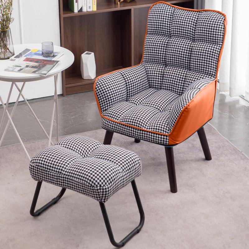 PU Leather Arm Chair 30.70" L x 20.86" W x 39.37" H Biscuit Back Accent Armchair