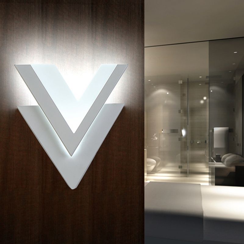 Modern Style Double-V Sconce Metallic Stairway LED Wall Mount Light Fixture in Warm/White Light