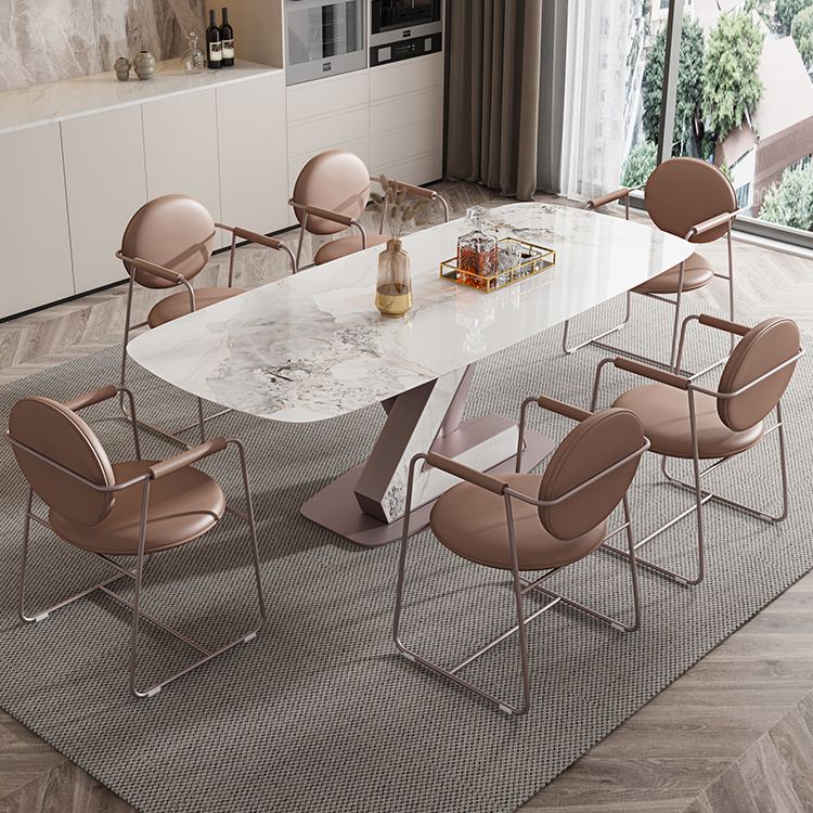 Nordic 1/4/5/7 Pieces Rectangle Dining Set Sintered Stone Top Dinette Table Set