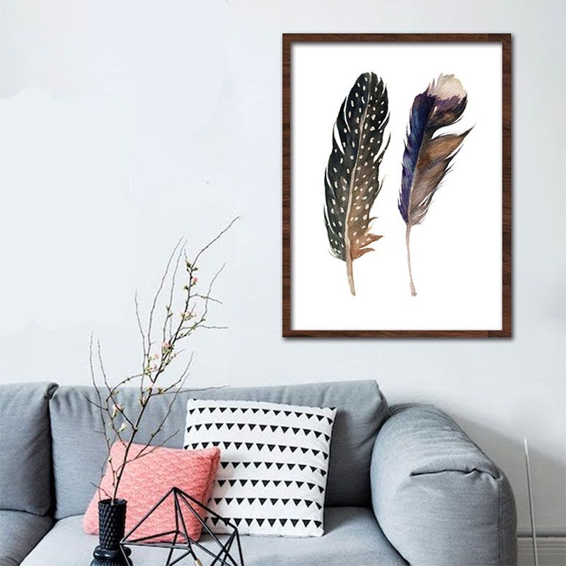 Black Feathers Wall Art Textured Surface Minimalism Dining Room Canvas Print
