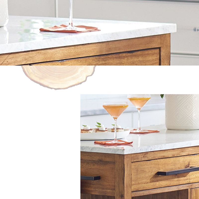 Contemporary Wood Kitchen Island Set Stationary Kitchen Island Table with Open Storage