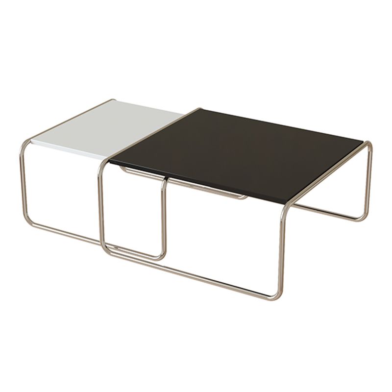Sled 2 Nesting Coffee Table Modern Glass Coffee Table in Black and White