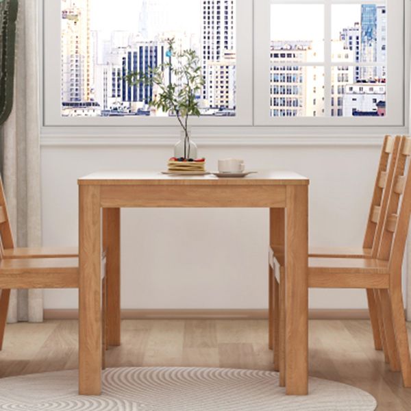 Table à manger en bois massif en chêne rectangle avec 4 jambes pour restaurant