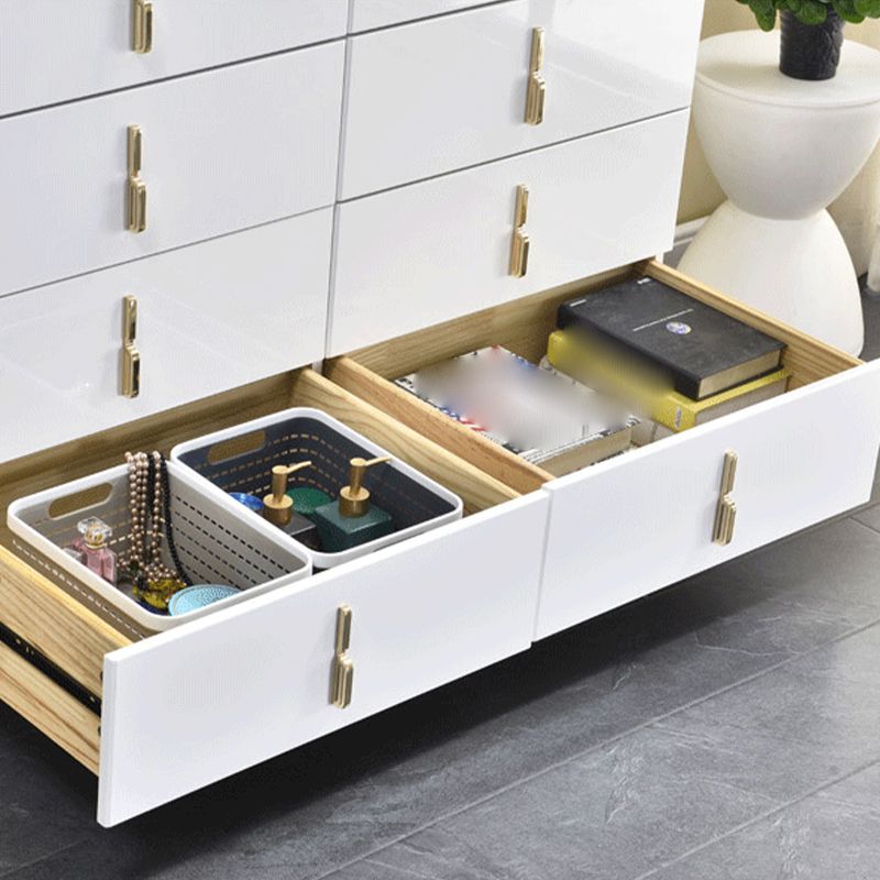 Glam Stone Chest 17.7" Wide Bedroom Chest in White with Drawers