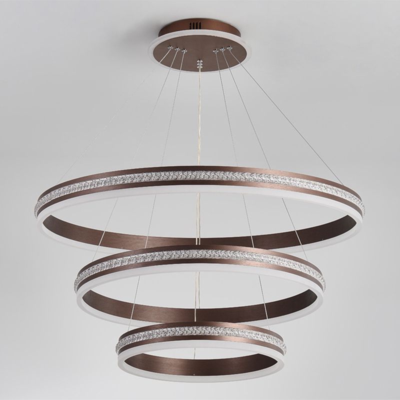 Minimalistische stijlniveaus Kroonluchter verlichting Acryl -salon LED Ring Suspensie Licht armatuur