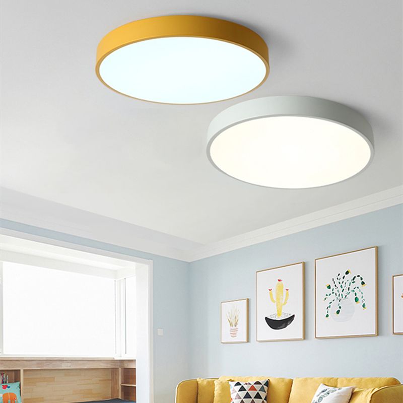 Geometry Shape LED Ceiling Lamp Macaroon Modern Simple Style Iron 1 Light Flush Mount for Balcony