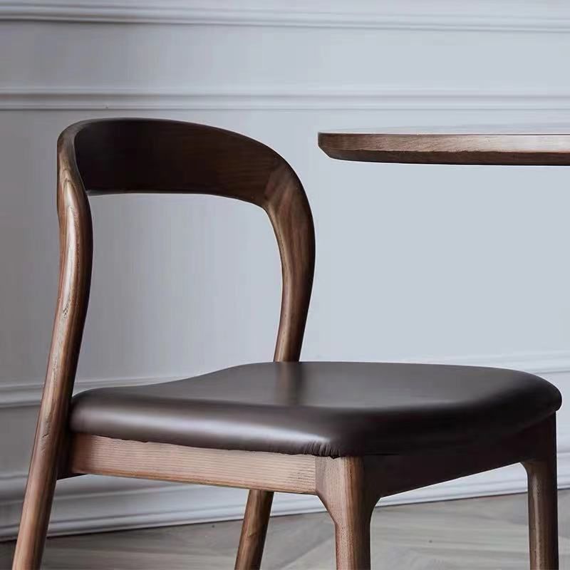 Farmhouse Style Wood Dining Side Chair Solid Back Armless Chair for Home Use