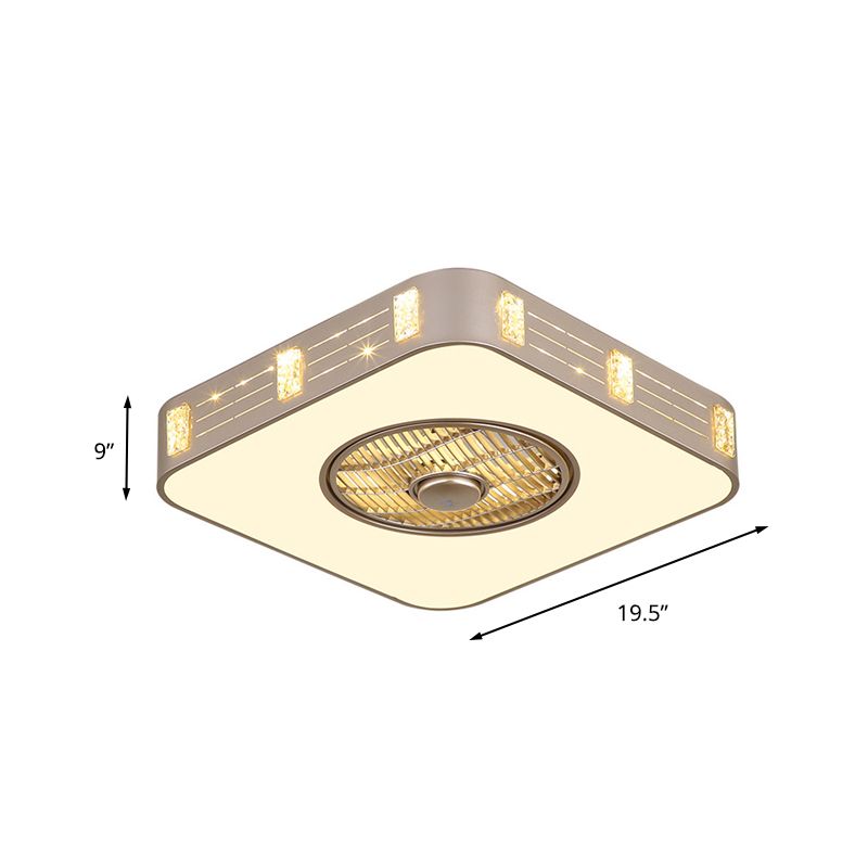 LED Semi Flush Monted Lighting Eenvoudig slaapkamer hanger ventilatorlamp met vierkante acrylschaduw in goud, 19,5 "/23.5" W