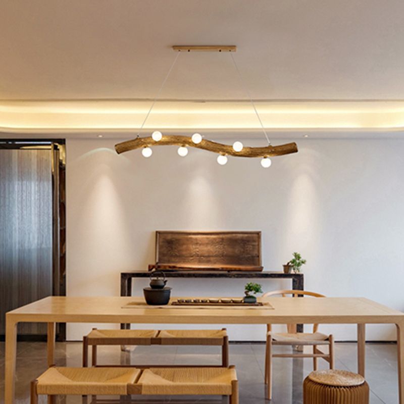 Resin Island Lights Lámparas de suspensión de tocón de restaurante múltiples de múltiples cabezas con sombra de vidrio