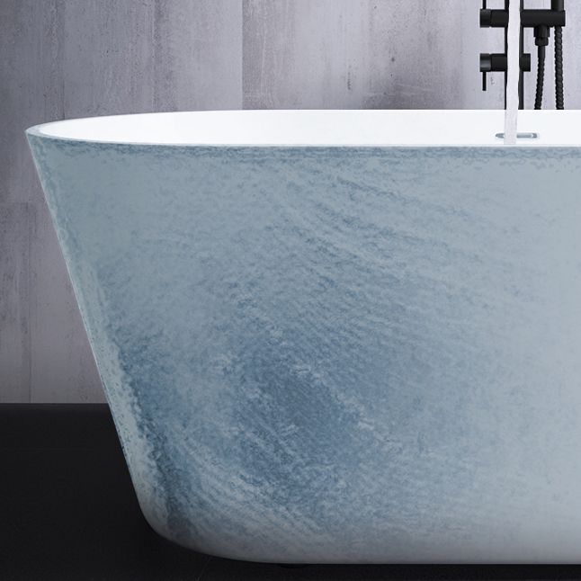 Modern White Stand Alone Bathtub Oval Acrylic Soaking Bathtub without Holes