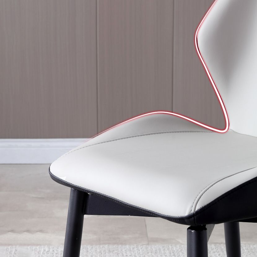 Contemporary Kitchen Dining Side Chair Wingback Parsons Chair with Carbon Steel Legs