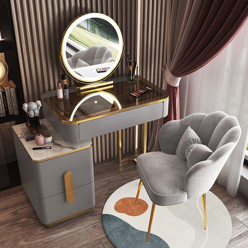 Glam Glass Bedroom Vanity Desk 4 Drawer Vanity Dressing Table