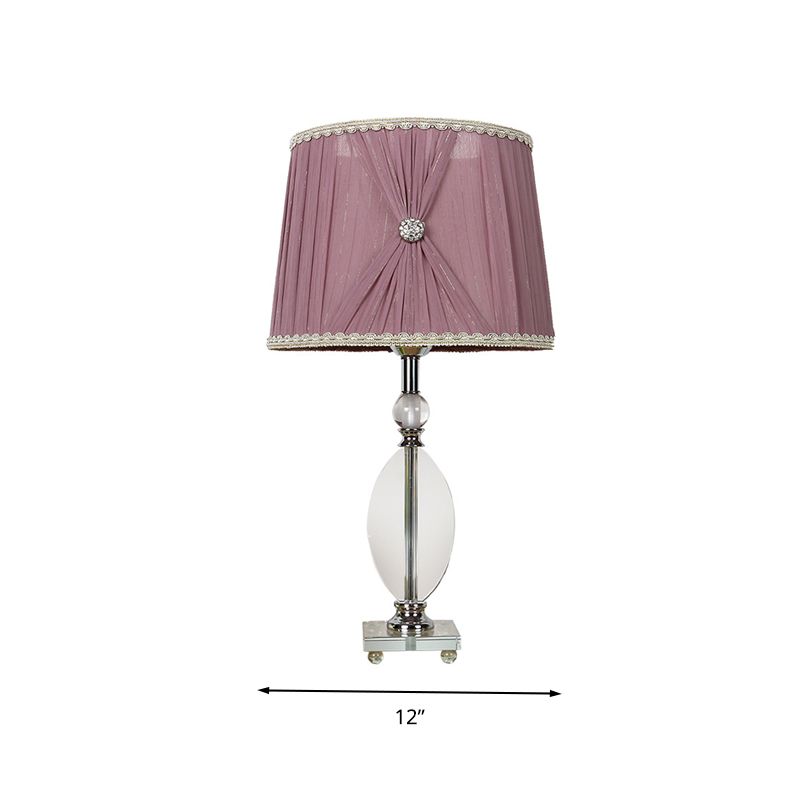 1 camera da letto leggera luce notturna lampada da comodino viola rustico con tonalità conico di cristallo