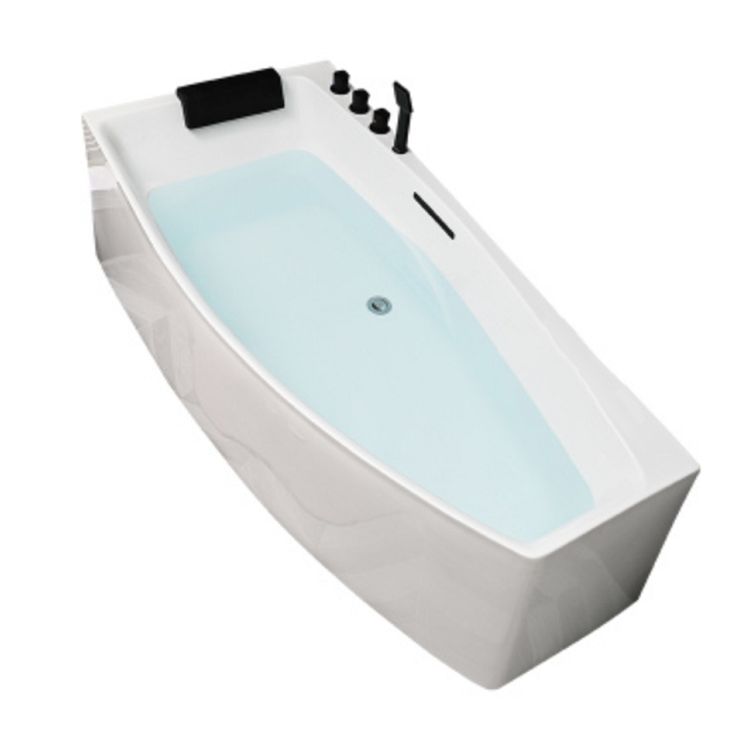 Modern Corner Acrylic Bathtub Soaking White Back to Wall Bath