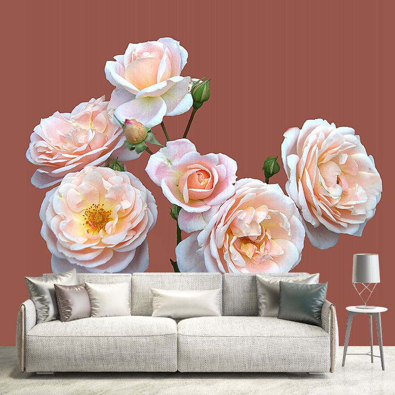 Elegant Rose Flower Photo Mural Wallpaper for Girl's Bedroom, Personalized Size