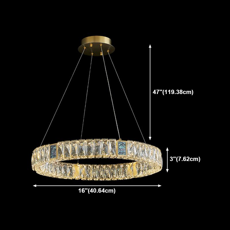 Round Shade Hanging Light Modern Style Crystal Pendant Light for Dining Room