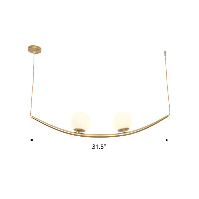 2/3 luci da pranzo sala da pranzo lampada lampada dispositivo modernismo oro finitura a sospensione del soffitto con sfera di vetro latte in vetro