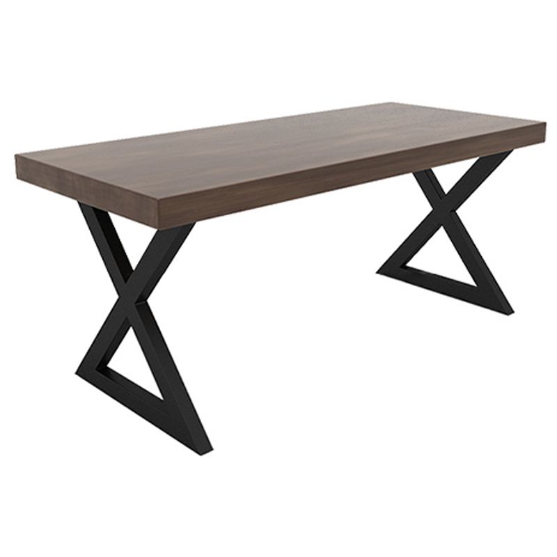 Industrial Rectangle Dinner Table Black Metal Sled Base Dining Site Table