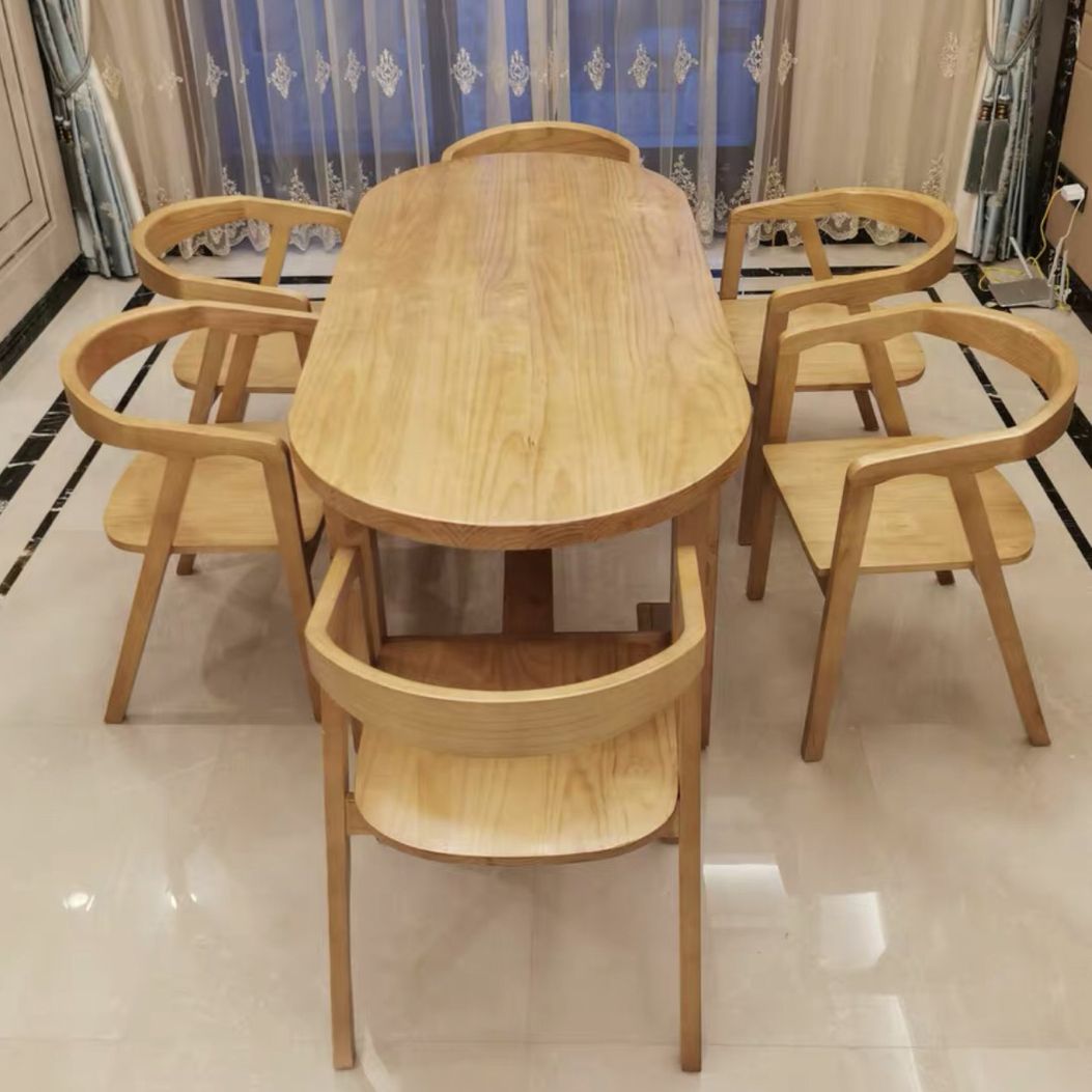 Tavolo da pranzo in tono marrone in legno massiccio ovale semplicità tavolo fisso per sala da pranzo
