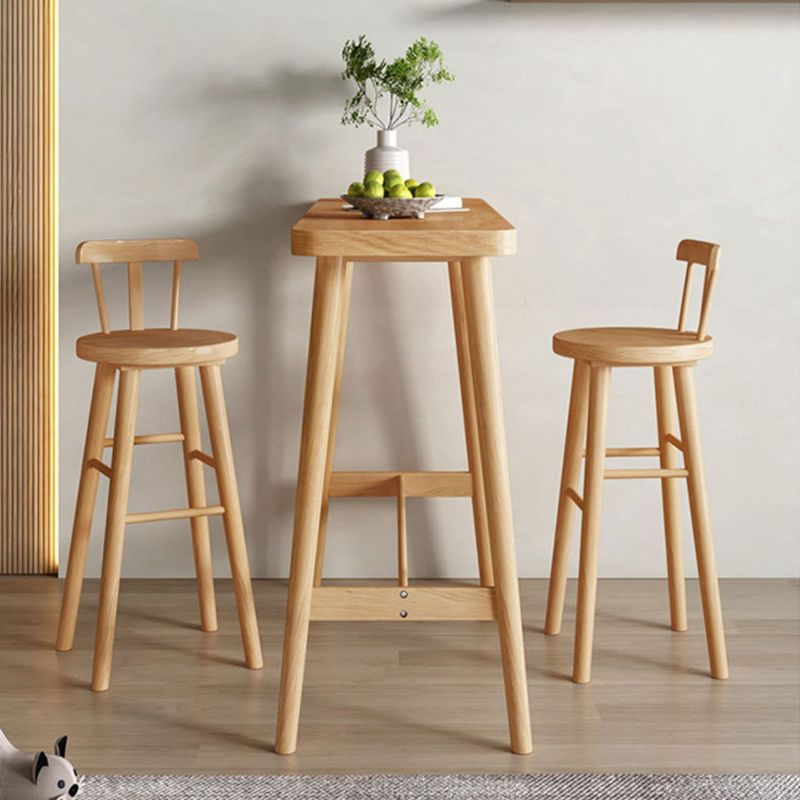Industrial Natural Bar Table Solid Wood Bar Height Table with Trestle Base