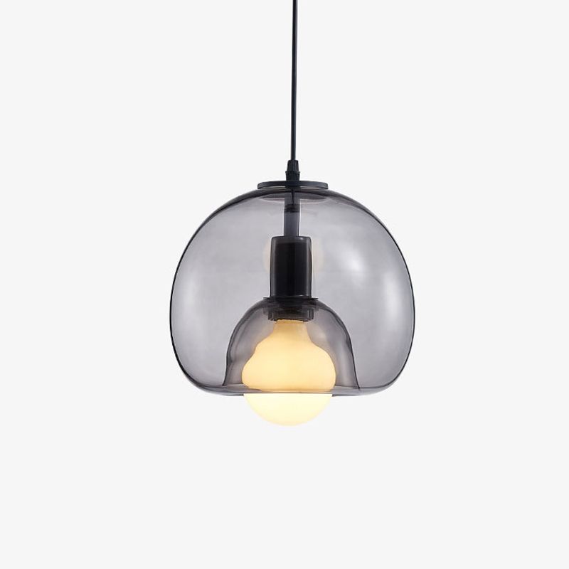 Glass Black Hanging Lamp in Modern Creative Style Lacquered Iron Globe Pendant Light for Dining Room