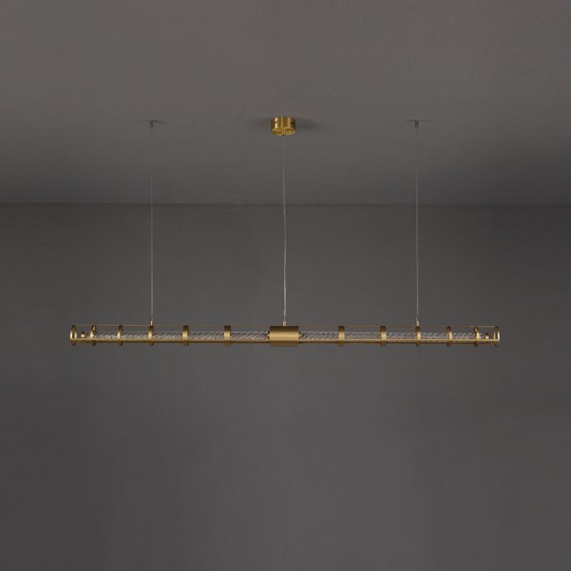 Modern Style Linear Island Pendant Simple 1 Light Crystal Island Light for Restaurant