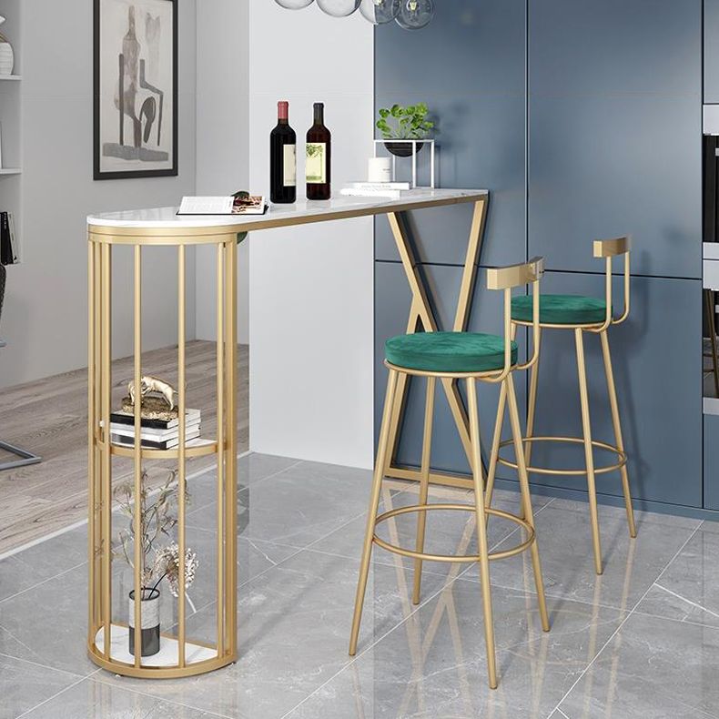 Contemporary Low Back Barstools Round Bar Stools with Gold Metal Legs