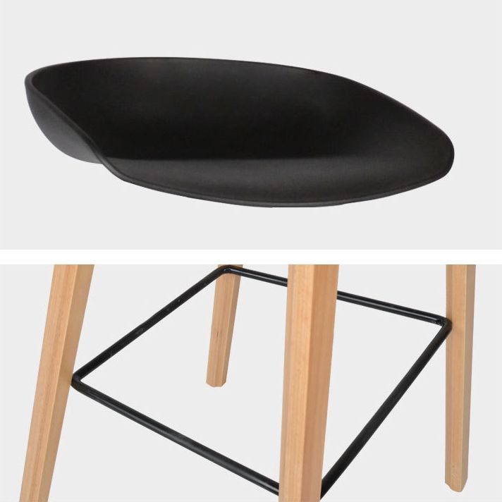 Modern Counter Bucket Bar Stool Armless Plastic Bar Stool with Footrest