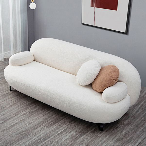 Recessed Arm Sofa Contemporary Wool 29.52-Inch High Sofa in Whit