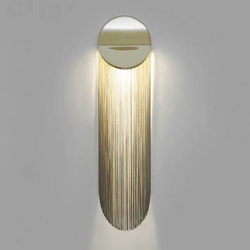 Hanging Chains Wall Light Fixture Nordic Aluminum 2 Heads Gold Wall Mounted Lamp for Bedroom