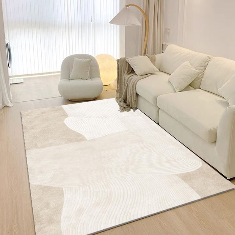 Apricot Tone Simple Area Rug Polyester Color Block Print Rug Non-Slip Backing Indoor Rug for Living Room