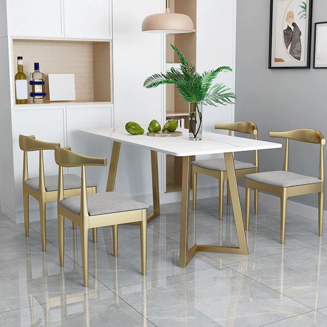 Rectangle Dining Table Set 1/2/5 Pieces Metal Dinette Set for Home